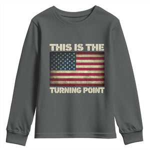 Retro This is The Turning Point Youth Sweatshirt Vintage USA Freedom Patriotic America Flag TS10 Dark Heather Print Your Wear