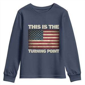 Retro This is The Turning Point Youth Sweatshirt Vintage USA Freedom Patriotic America Flag TS10 Navy Print Your Wear