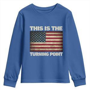 Retro This is The Turning Point Youth Sweatshirt Vintage USA Freedom Patriotic America Flag TS10 Royal Blue Print Your Wear