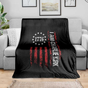 I Am Charlie Kirk Throw Blanket Freedom Vintage Old American Flag Patriotic 1776 TS10 Print Your Wear