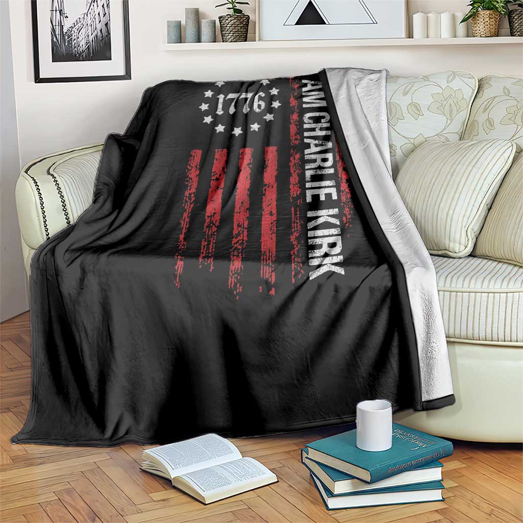 I Am Charlie Kirk Throw Blanket Freedom Vintage Old American Flag Patriotic 1776 TS10 Print Your Wear