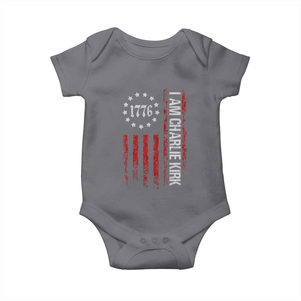 I Am Charlie Kirk Baby Onesie Freedom Vintage Old American Flag Patriotic 1776 TS10 Charcoal Print Your Wear