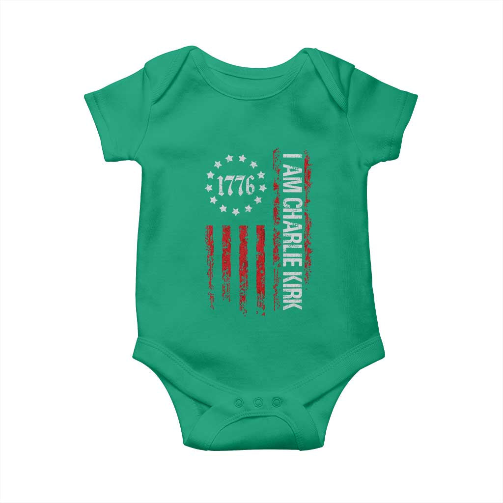 I Am Charlie Kirk Baby Onesie Freedom Vintage Old American Flag Patriotic 1776 TS10 Irish Green Print Your Wear