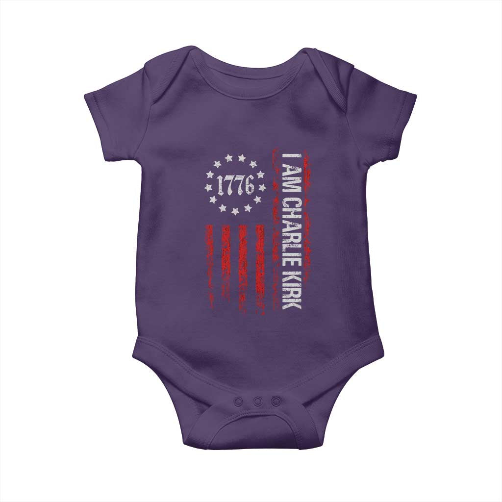 I Am Charlie Kirk Baby Onesie Freedom Vintage Old American Flag Patriotic 1776 TS10 Purple Print Your Wear
