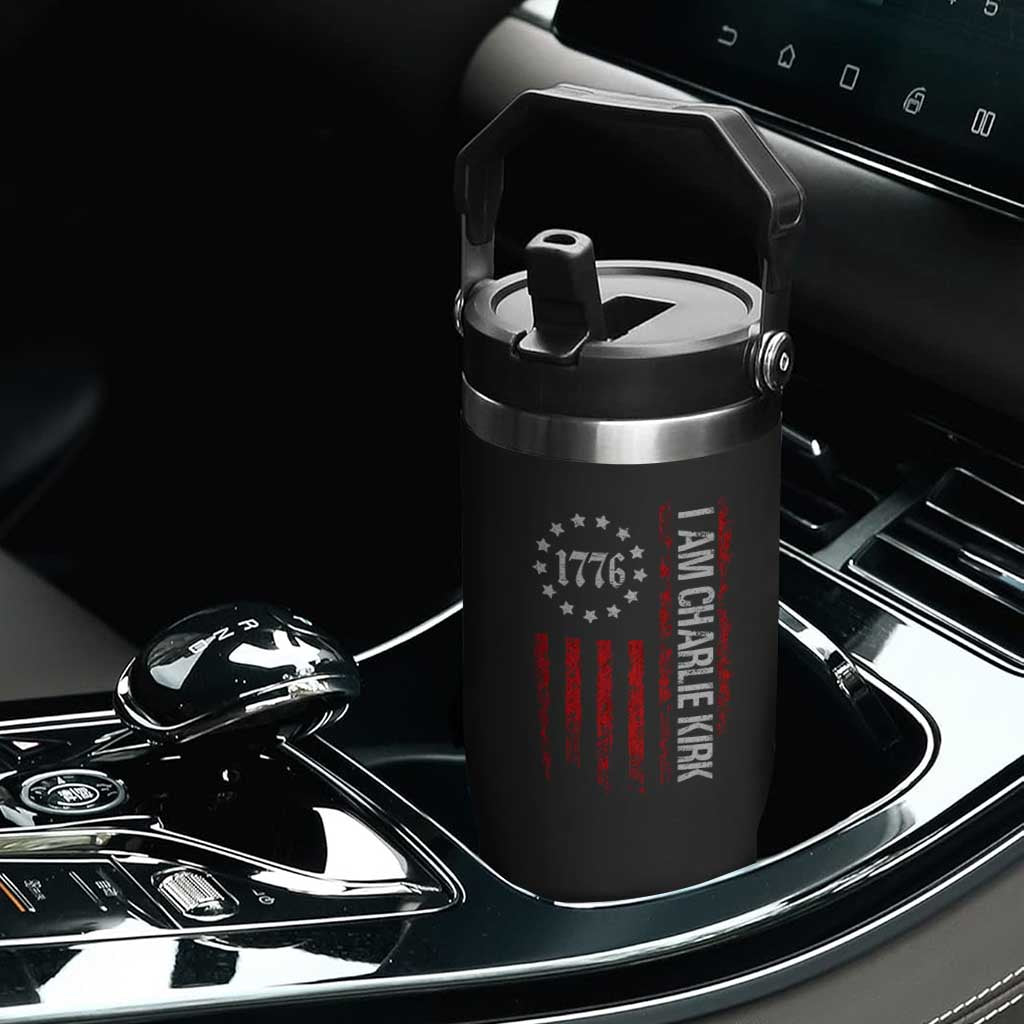 I Am Charlie Kirk Flip Straw Tumbler Freedom Vintage Old American Flag Patriotic 1776 TS10 Print Your Wear