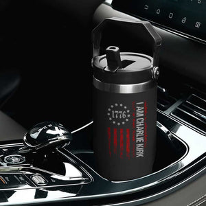 I Am Charlie Kirk Flip Straw Tumbler Freedom Vintage Old American Flag Patriotic 1776 TS10 Print Your Wear