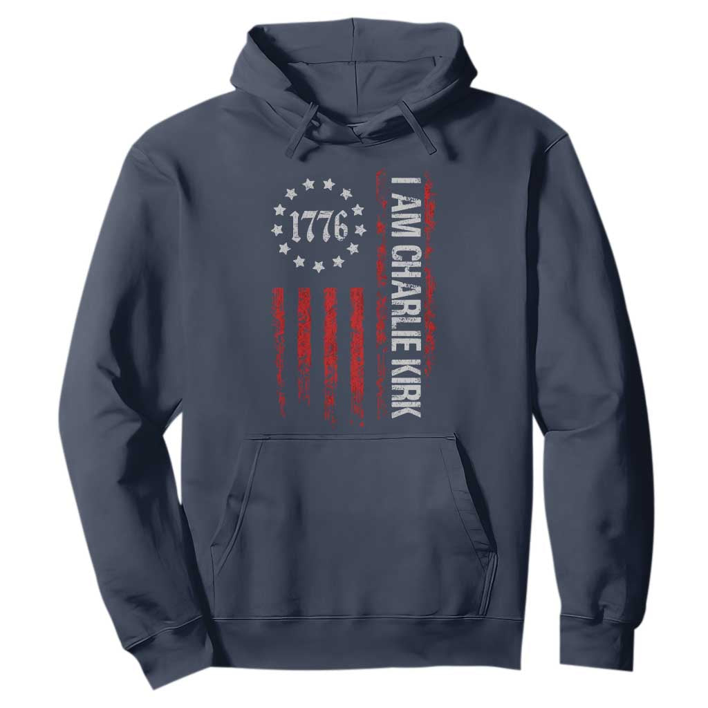 I Am Charlie Kirk Hoodie Freedom Vintage Old American Flag Patriotic 1776 TS10 Navy Print Your Wear