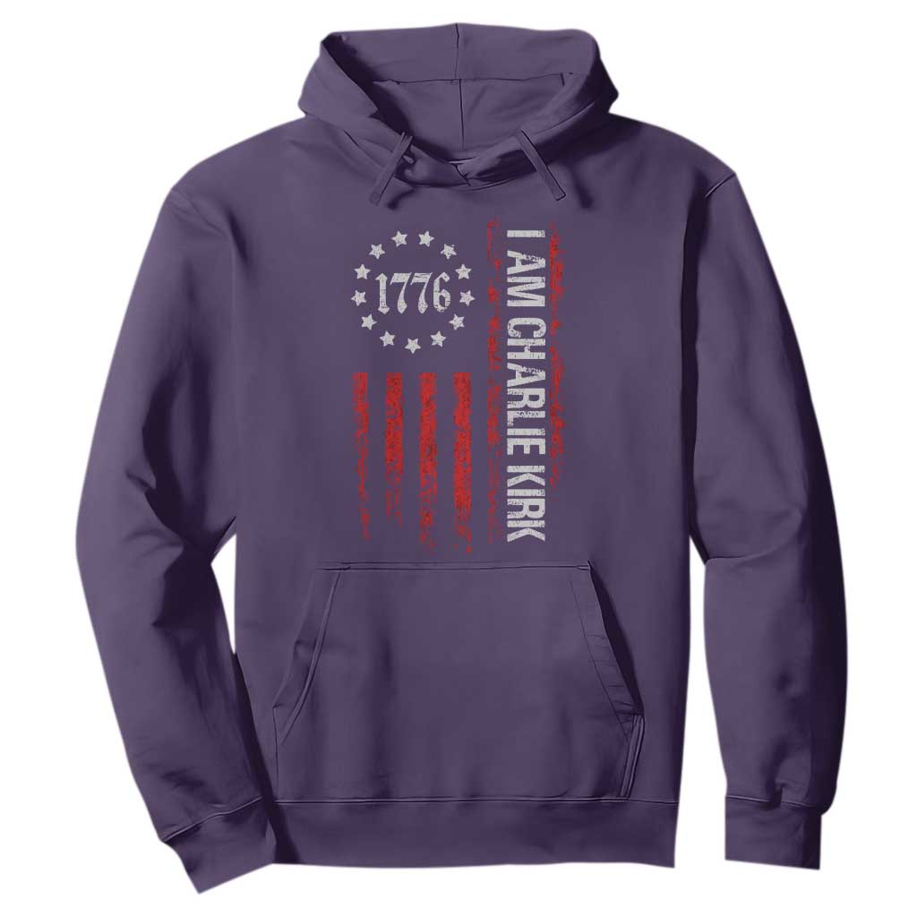 I Am Charlie Kirk Hoodie Freedom Vintage Old American Flag Patriotic 1776 TS10 Purple Print Your Wear