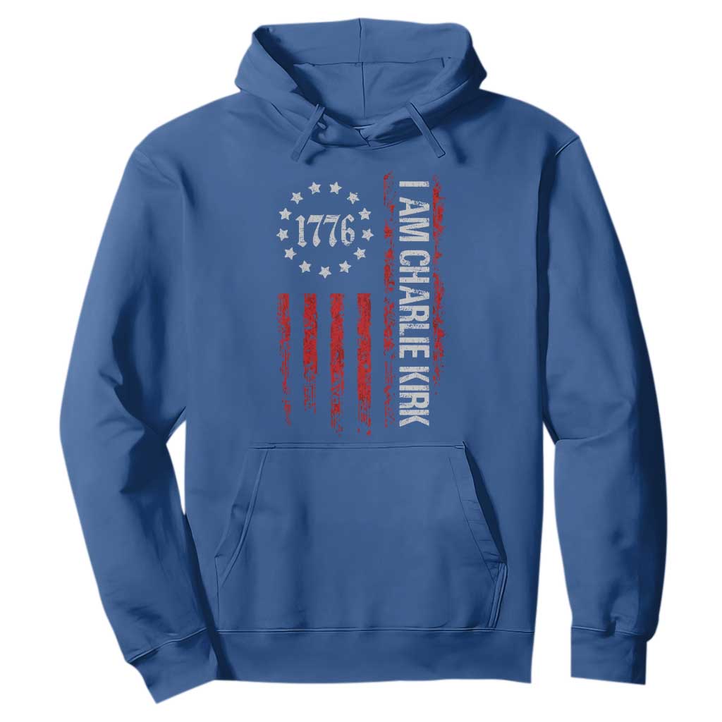 I Am Charlie Kirk Hoodie Freedom Vintage Old American Flag Patriotic 1776 TS10 Royal Blue Print Your Wear