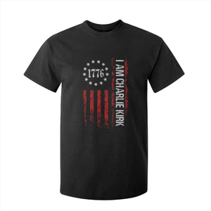 I Am Charlie Kirk T Shirt For Kid Freedom Vintage Old American Flag Patriotic 1776 TS10 Black Print Your Wear