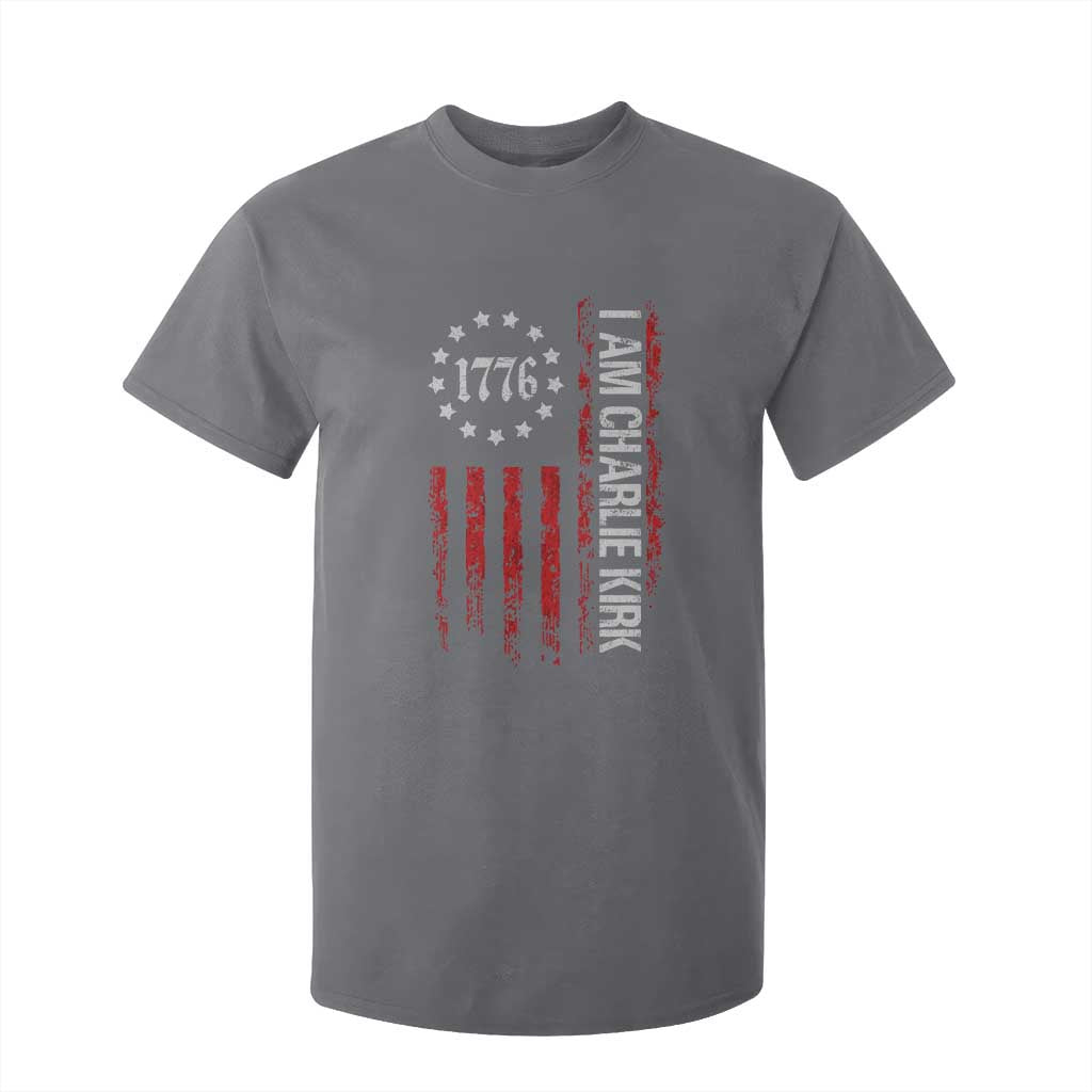 I Am Charlie Kirk T Shirt For Kid Freedom Vintage Old American Flag Patriotic 1776 TS10 Charcoal Print Your Wear
