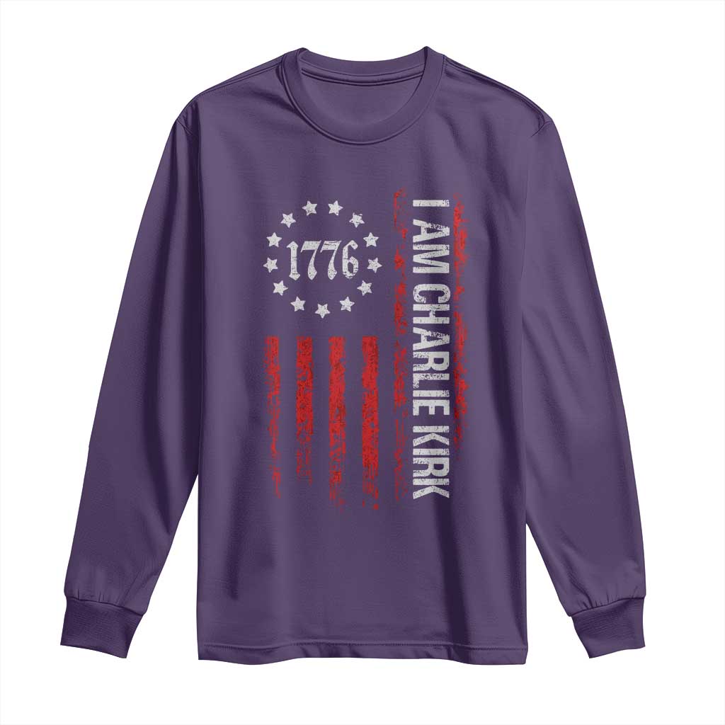 I Am Charlie Kirk Long Sleeve Shirt Freedom Vintage Old American Flag Patriotic 1776 TS10 Purple Print Your Wear