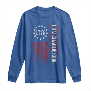 I Am Charlie Kirk Long Sleeve Shirt Freedom Vintage Old American Flag Patriotic 1776 TS10 Royal Blue Print Your Wear