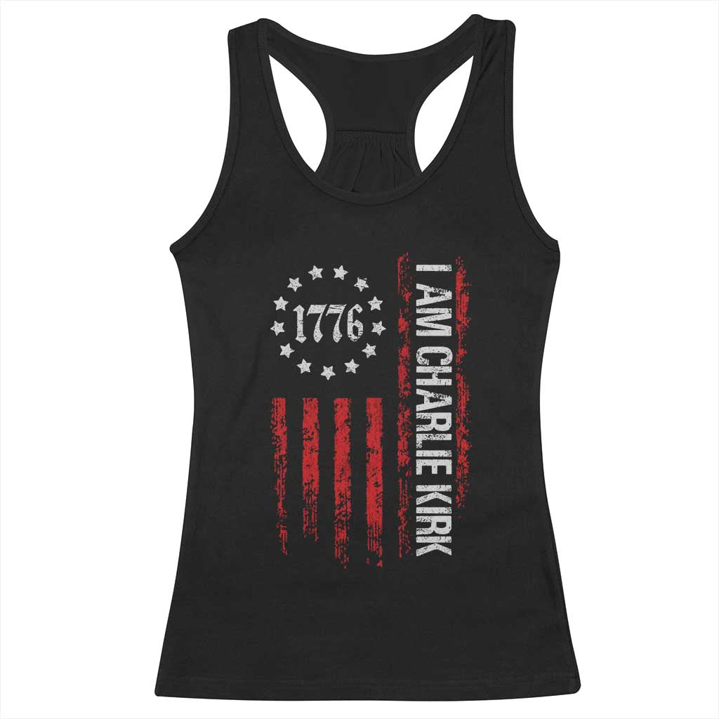 I Am Charlie Kirk Racerback Tank Top Freedom Vintage Old American Flag Patriotic 1776 TS10 Black Print Your Wear