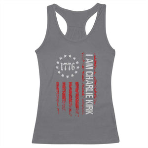 I Am Charlie Kirk Racerback Tank Top Freedom Vintage Old American Flag Patriotic 1776 TS10 Charcoal Print Your Wear