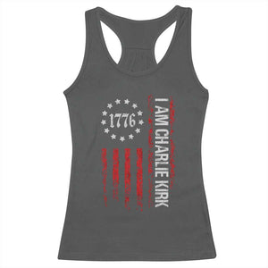 I Am Charlie Kirk Racerback Tank Top Freedom Vintage Old American Flag Patriotic 1776 TS10 Dark Heather Print Your Wear