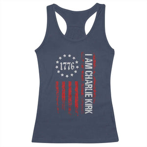 I Am Charlie Kirk Racerback Tank Top Freedom Vintage Old American Flag Patriotic 1776 TS10 Navy Print Your Wear
