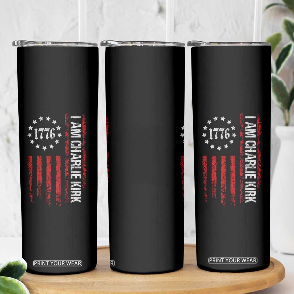 I Am Charlie Kirk Skinny Tumbler Freedom Vintage Old American Flag Patriotic 1776 TS10 Print Your Wear