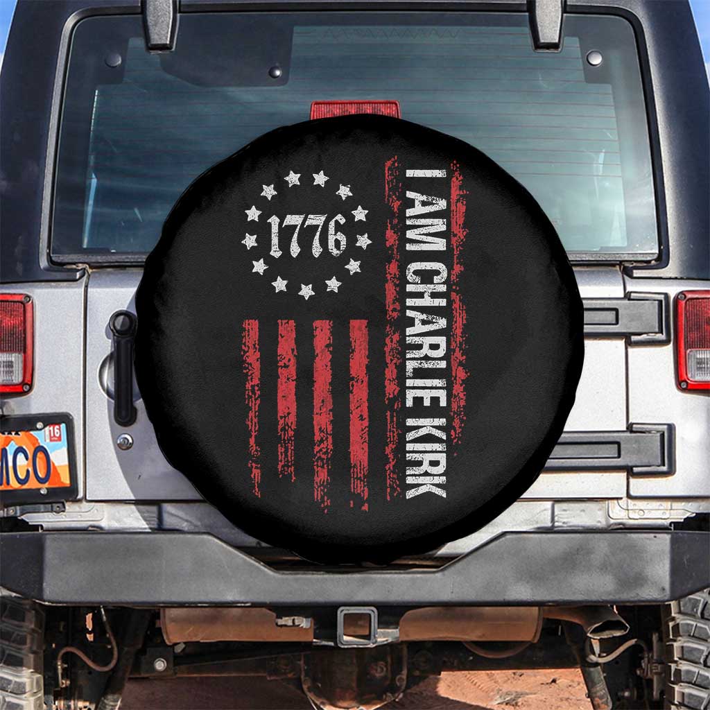 I Am Charlie Kirk Spare Tire Cover Freedom Vintage Old American Flag Patriotic 1776 TS10 No hole Black Print Your Wear