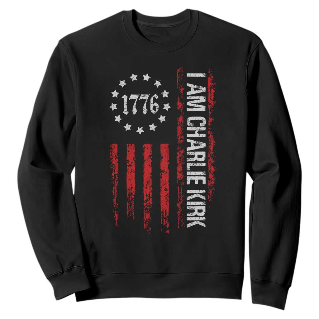 I Am Charlie Kirk Sweatshirt Freedom Vintage Old American Flag Patriotic 1776 TS10 Black Print Your Wear