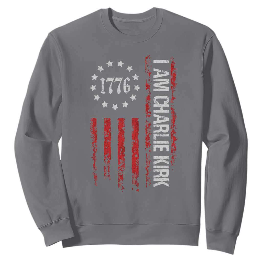 I Am Charlie Kirk Sweatshirt Freedom Vintage Old American Flag Patriotic 1776 TS10 Charcoal Print Your Wear