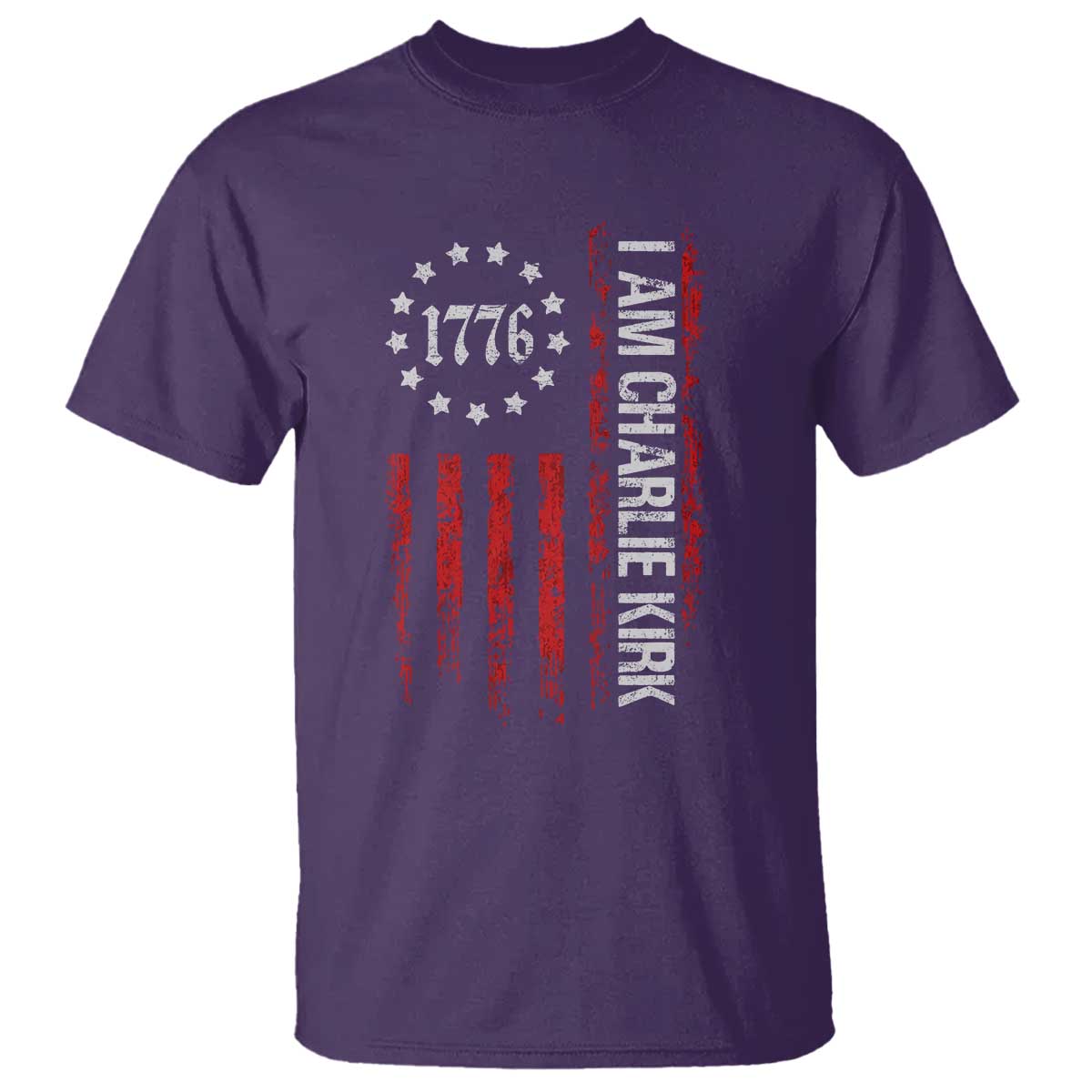 I Am Charlie Kirk T Shirt Freedom Vintage Old American Flag Patriotic 1776 TS10 Purple Print Your Wear