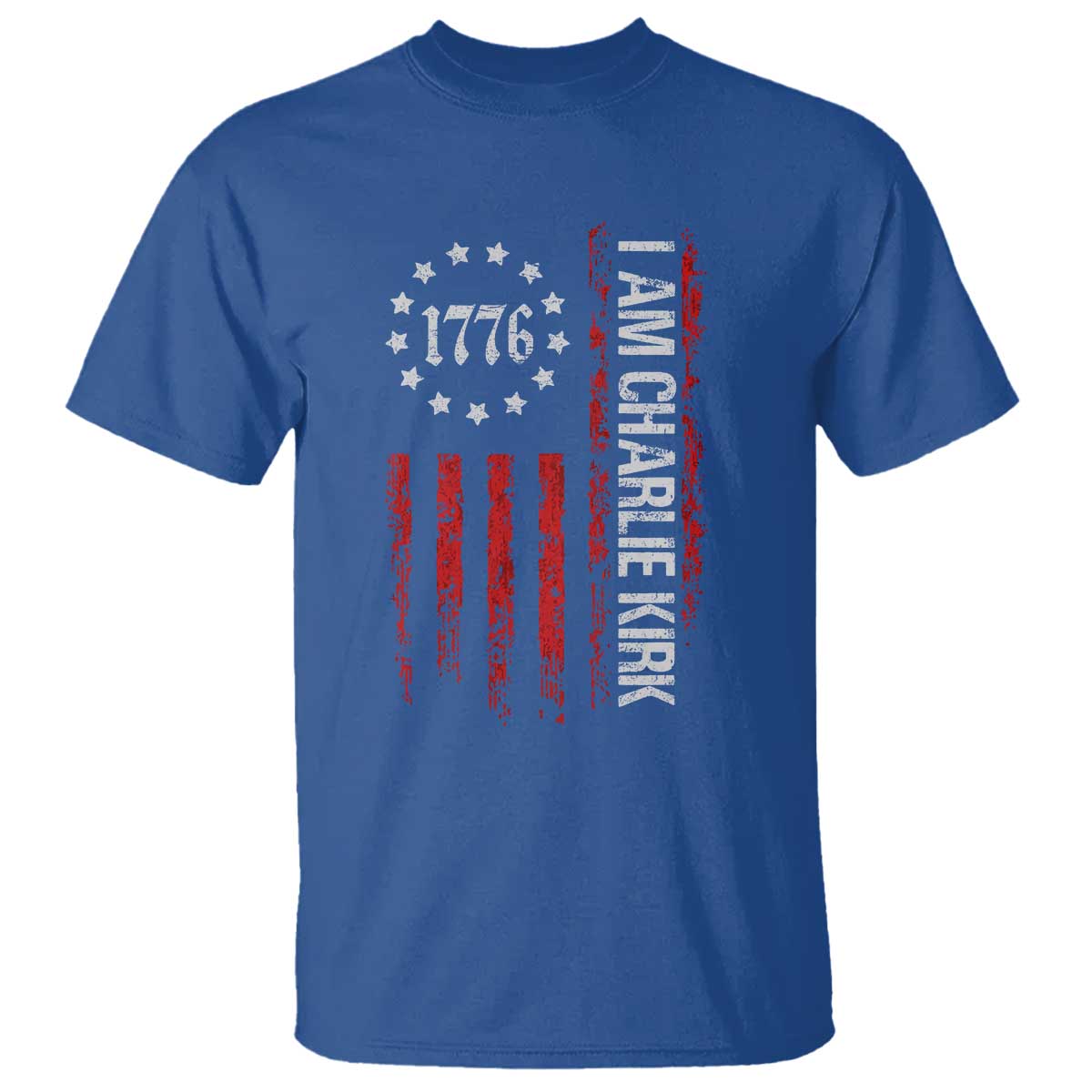 I Am Charlie Kirk T Shirt Freedom Vintage Old American Flag Patriotic 1776 TS10 Royal Blue Print Your Wear