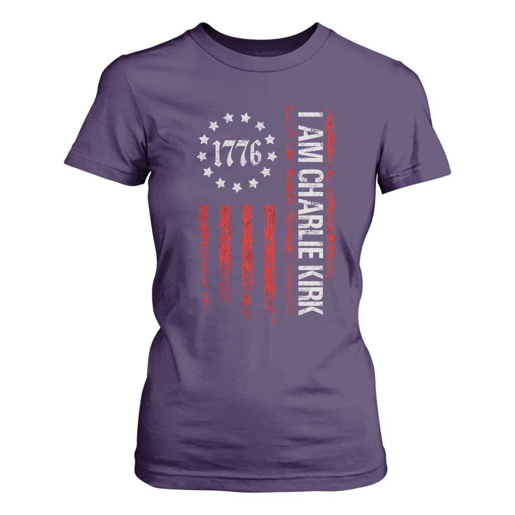 I Am Charlie Kirk T Shirt For Women Freedom Vintage Old American Flag Patriotic 1776 TS10 Purple Print Your Wear