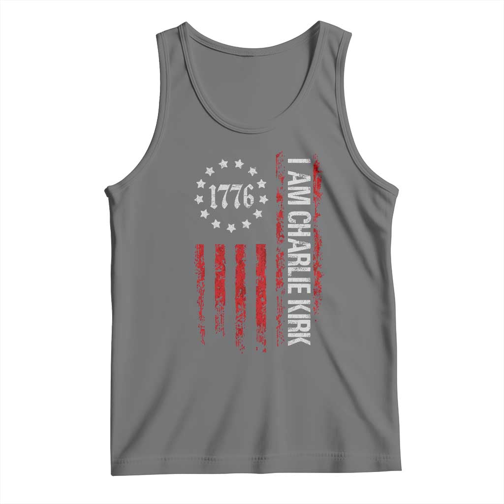 I Am Charlie Kirk Tank Top Freedom Vintage Old American Flag Patriotic 1776 TS10 Black Heather Print Your Wear