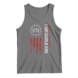 I Am Charlie Kirk Tank Top Freedom Vintage Old American Flag Patriotic 1776 TS10 Black Heather Print Your Wear