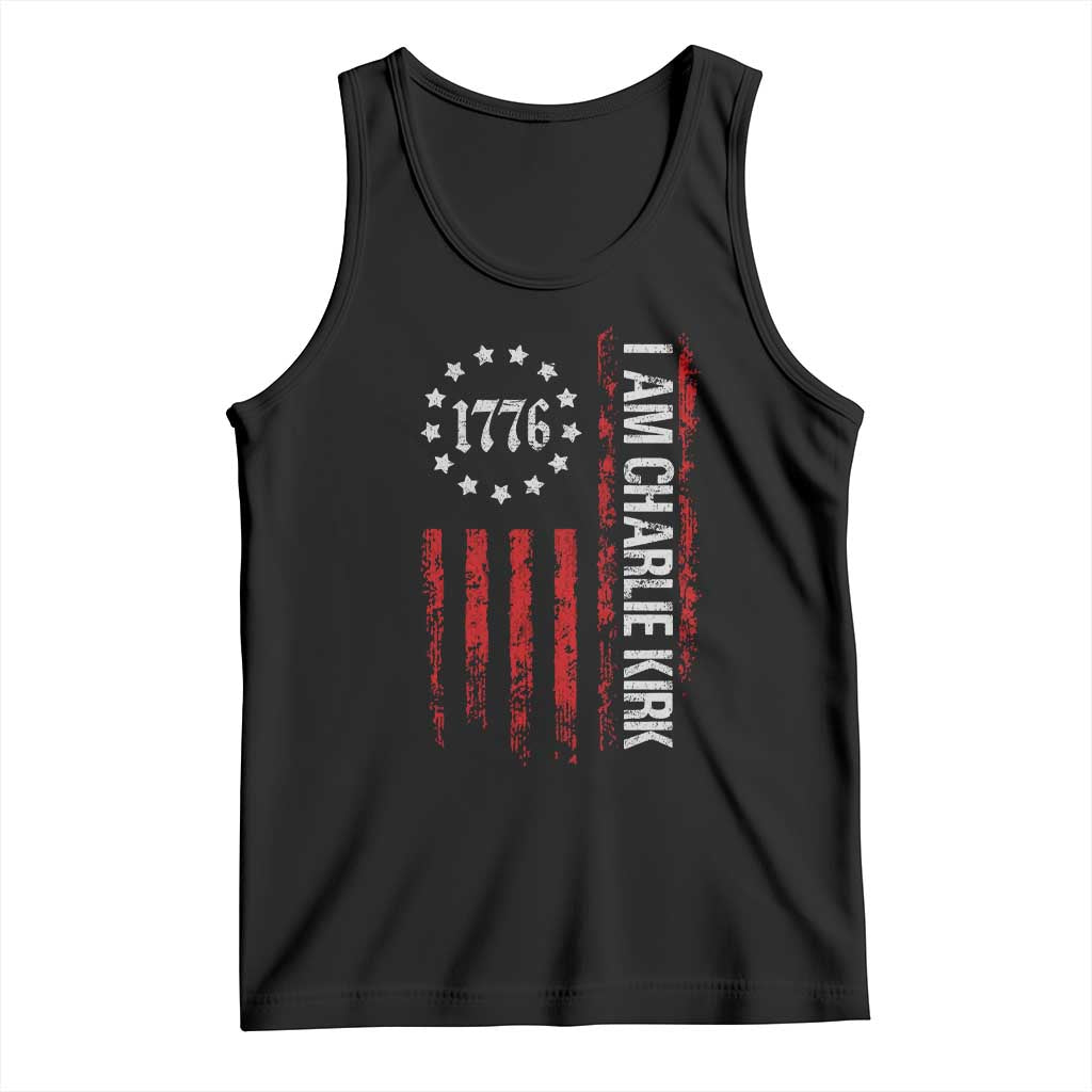 I Am Charlie Kirk Tank Top Freedom Vintage Old American Flag Patriotic 1776 TS10 Black Print Your Wear
