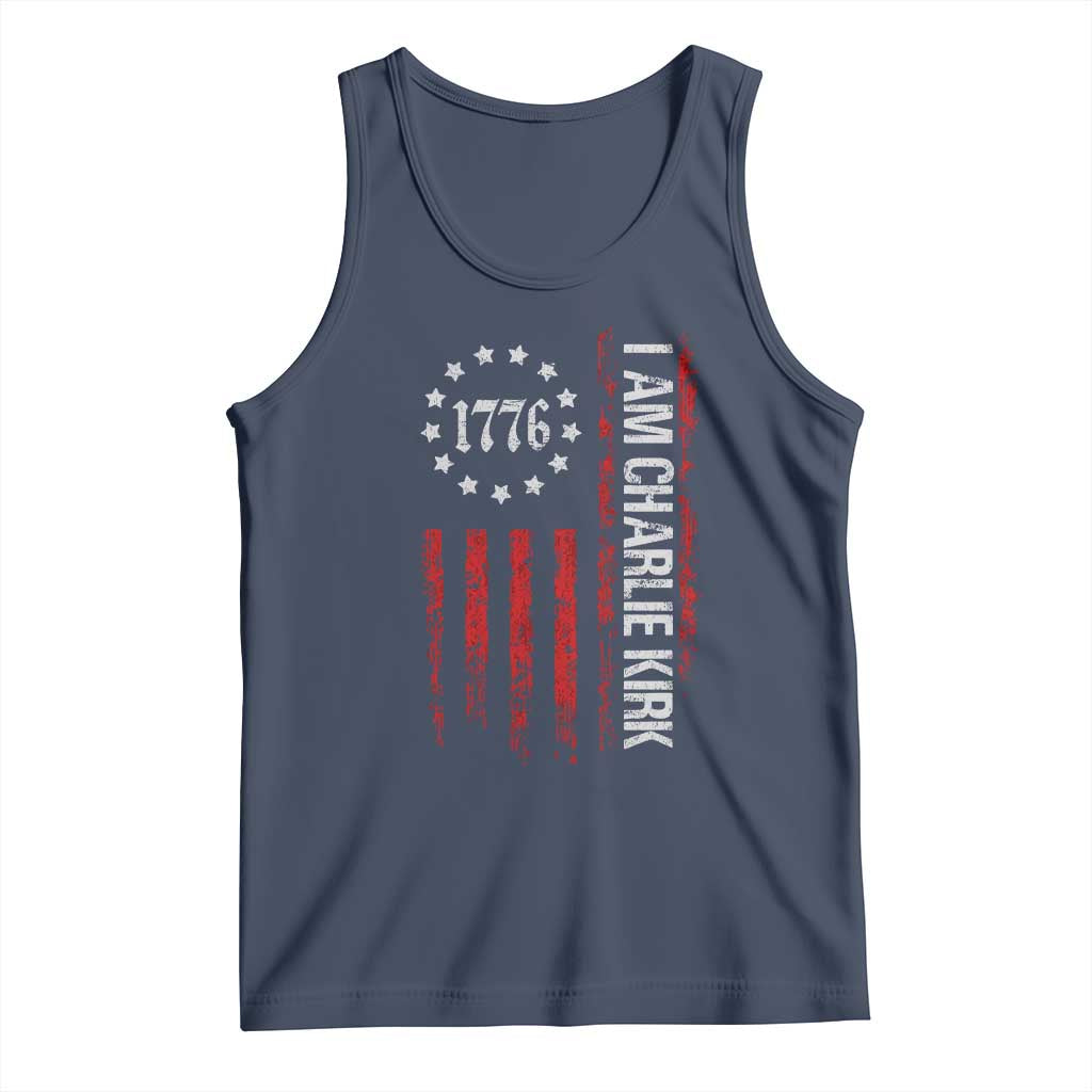 I Am Charlie Kirk Tank Top Freedom Vintage Old American Flag Patriotic 1776 TS10 Navy Print Your Wear