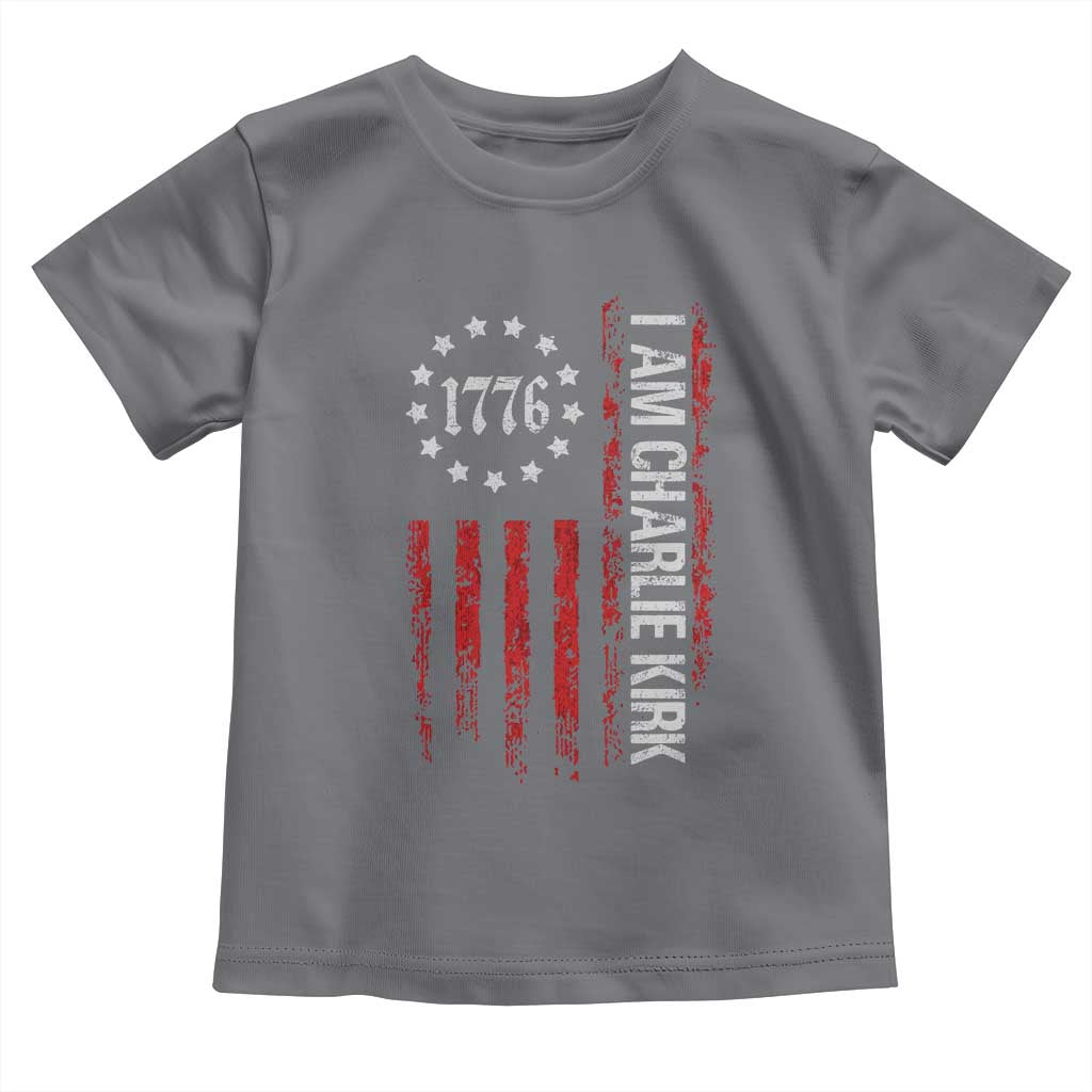 I Am Charlie Kirk Toddler T Shirt Freedom Vintage Old American Flag Patriotic 1776 TS10 Charcoal Print Your Wear