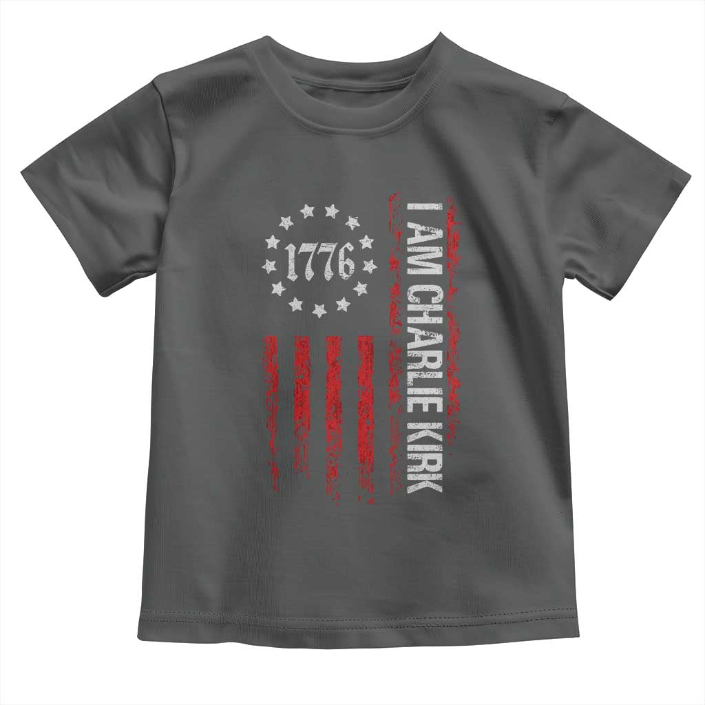 I Am Charlie Kirk Toddler T Shirt Freedom Vintage Old American Flag Patriotic 1776 TS10 Dark Heather Print Your Wear