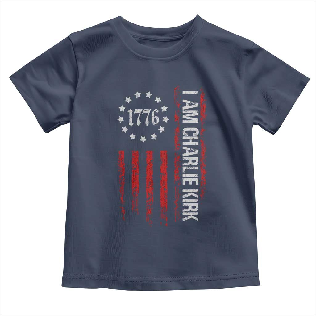I Am Charlie Kirk Toddler T Shirt Freedom Vintage Old American Flag Patriotic 1776 TS10 Navy Print Your Wear