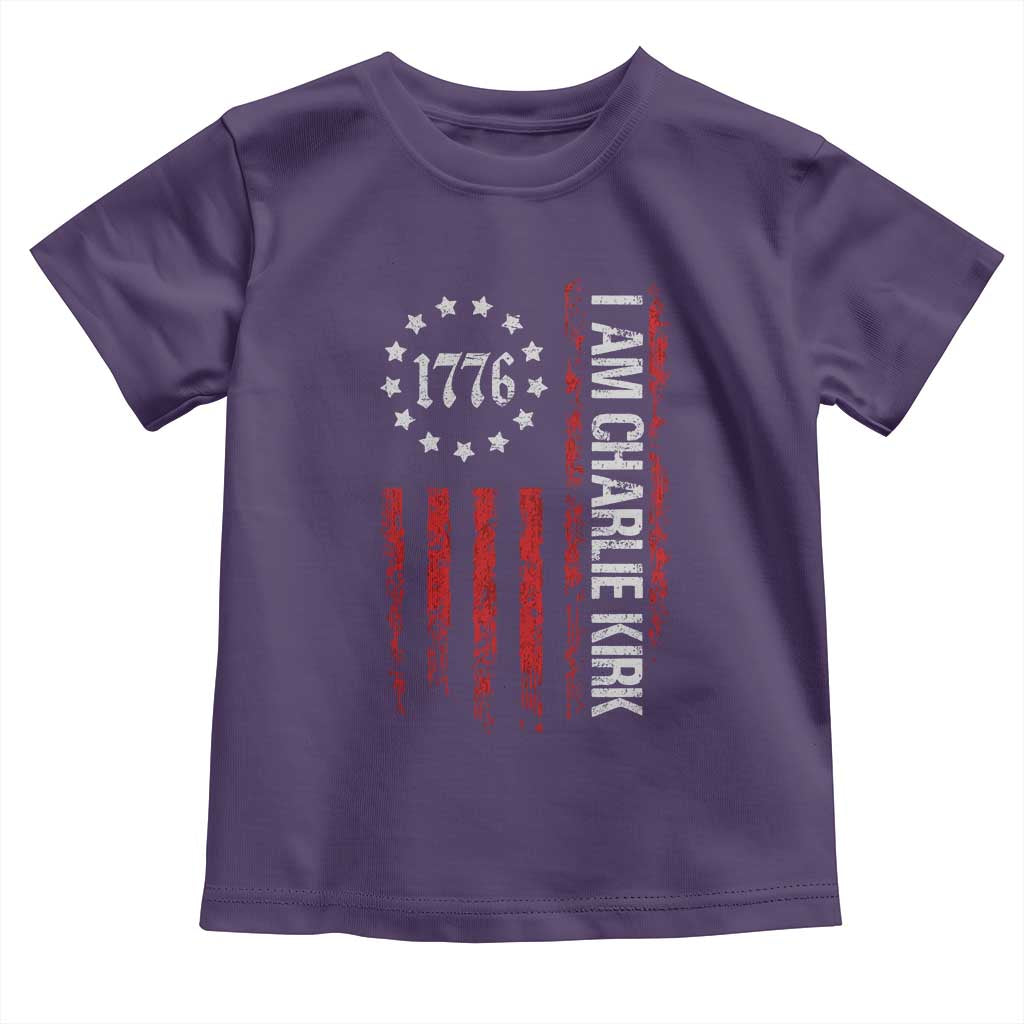 I Am Charlie Kirk Toddler T Shirt Freedom Vintage Old American Flag Patriotic 1776 TS10 Purple Print Your Wear