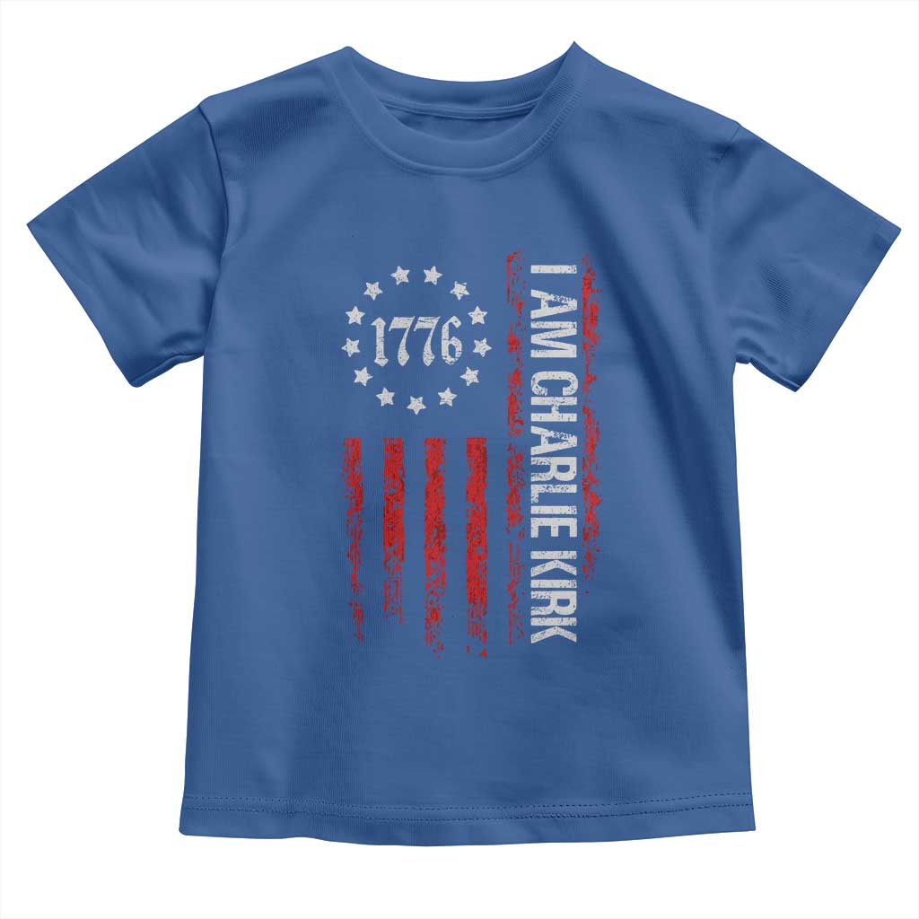 I Am Charlie Kirk Toddler T Shirt Freedom Vintage Old American Flag Patriotic 1776 TS10 Royal Blue Print Your Wear