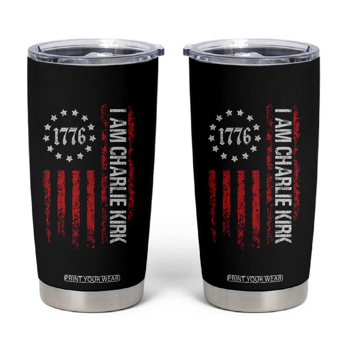 I Am Charlie Kirk Tumbler Cup Freedom Vintage Old American Flag Patriotic 1776 TS10 Black Print Your Wear