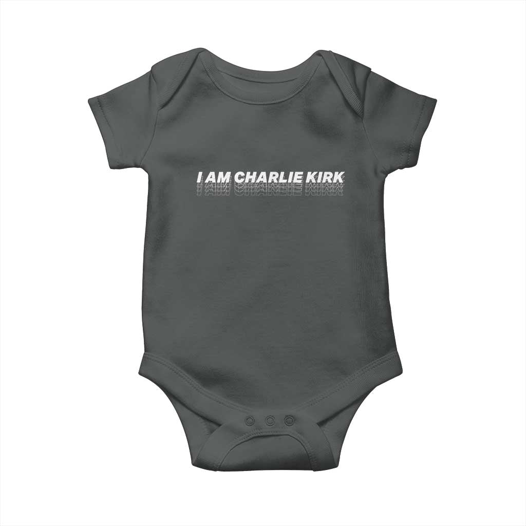 I Am Charlie Kirk Baby Onesie Freedom A True Patriot Patriotic USA TS10 Dark Heather Print Your Wear