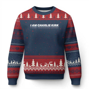 I Am Charlie Kirk Ugly Christmas Sweater Freedom A True Patriot Patriotic USA TS10 Navy Red Print Your Wear