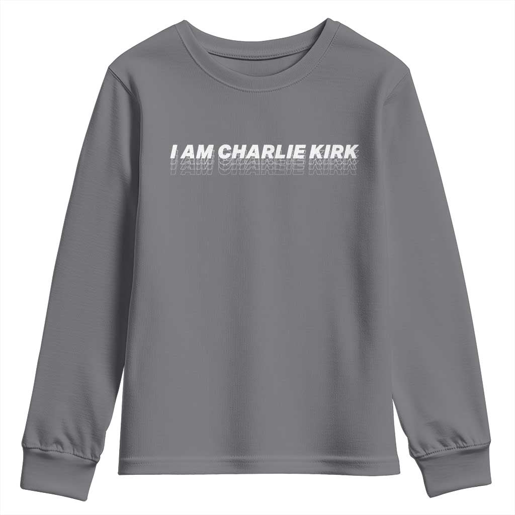 I Am Charlie Kirk Youth Sweatshirt Freedom A True Patriot Patriotic USA TS10 Charcoal Print Your Wear