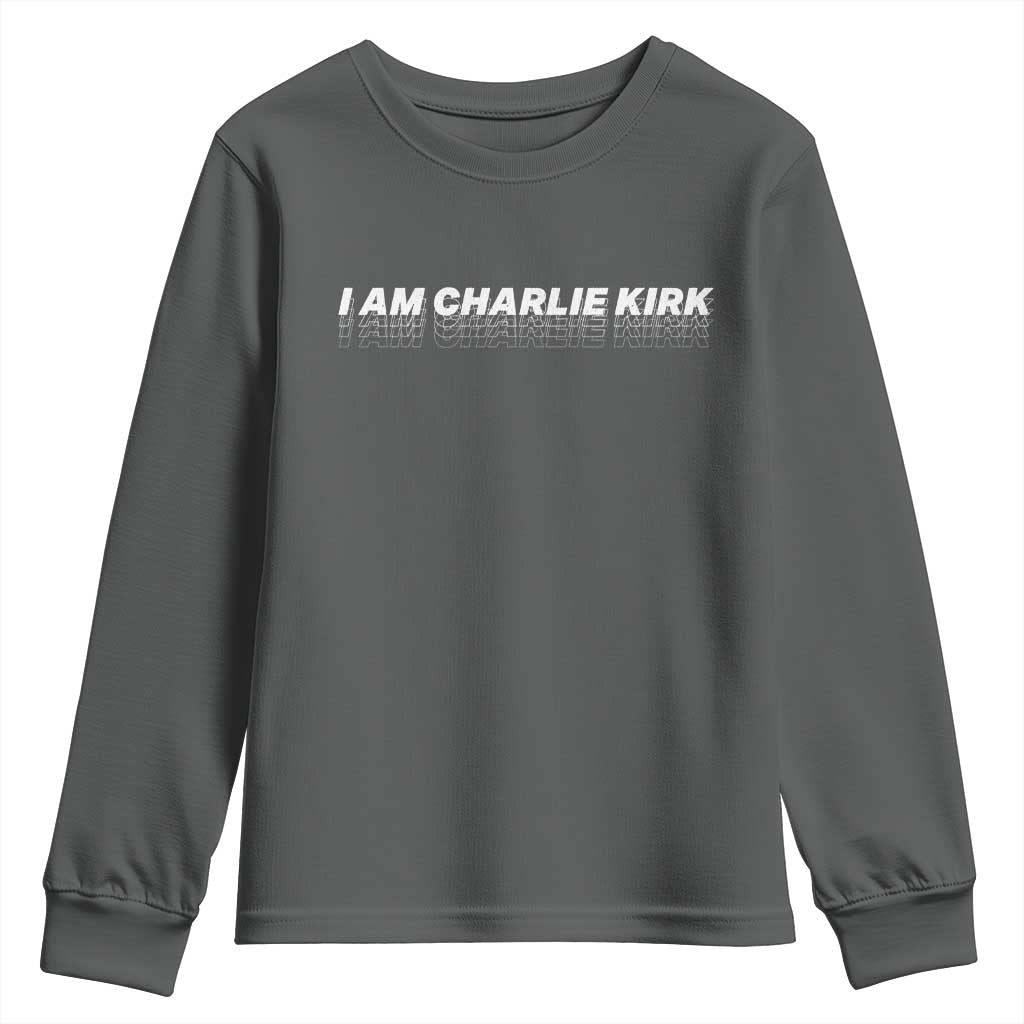 I Am Charlie Kirk Youth Sweatshirt Freedom A True Patriot Patriotic USA TS10 Dark Heather Print Your Wear