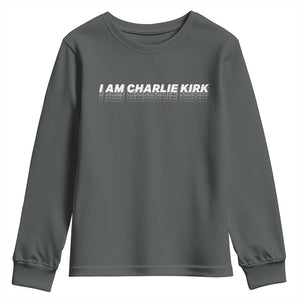 I Am Charlie Kirk Youth Sweatshirt Freedom A True Patriot Patriotic USA TS10 Dark Heather Print Your Wear