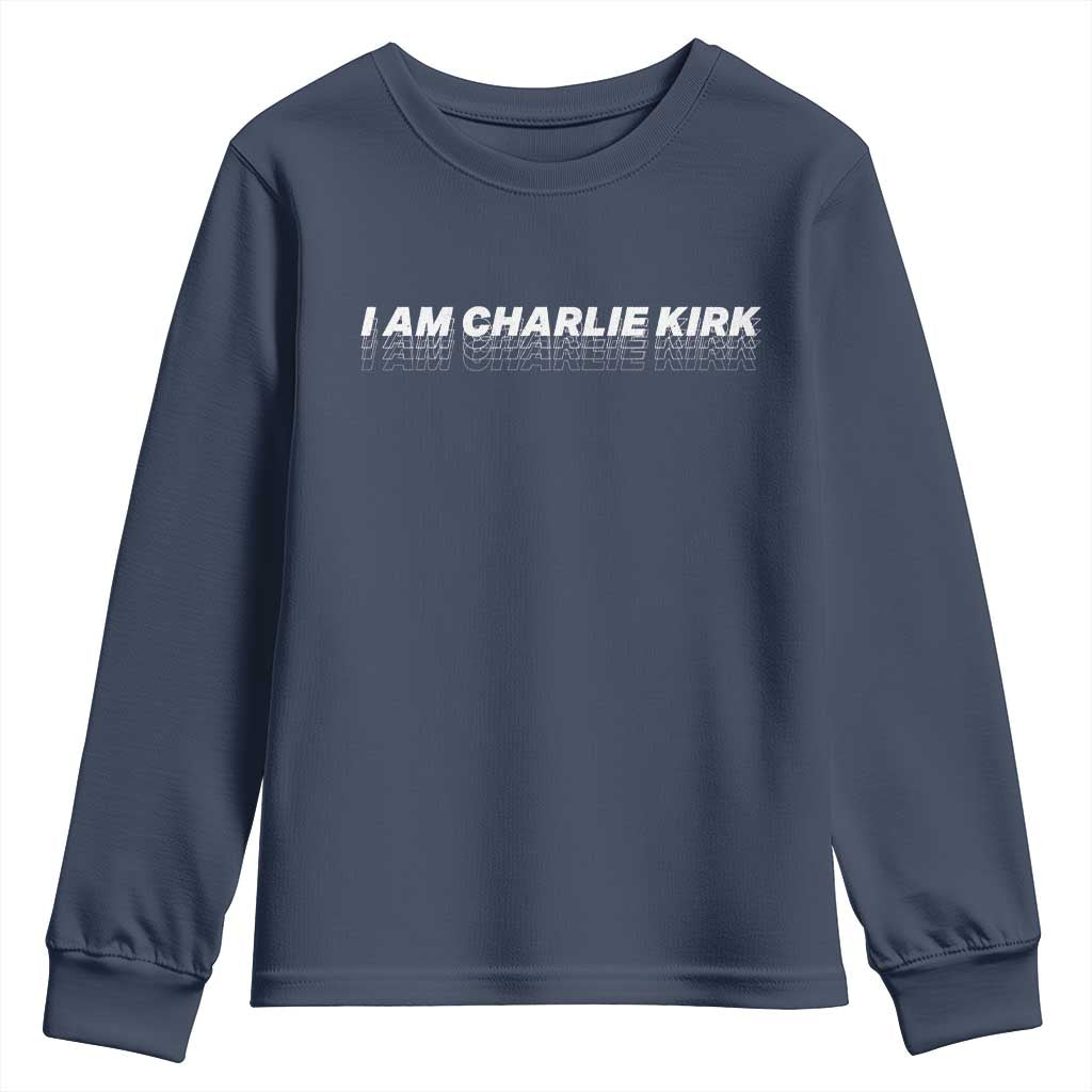 I Am Charlie Kirk Youth Sweatshirt Freedom A True Patriot Patriotic USA TS10 Navy Print Your Wear