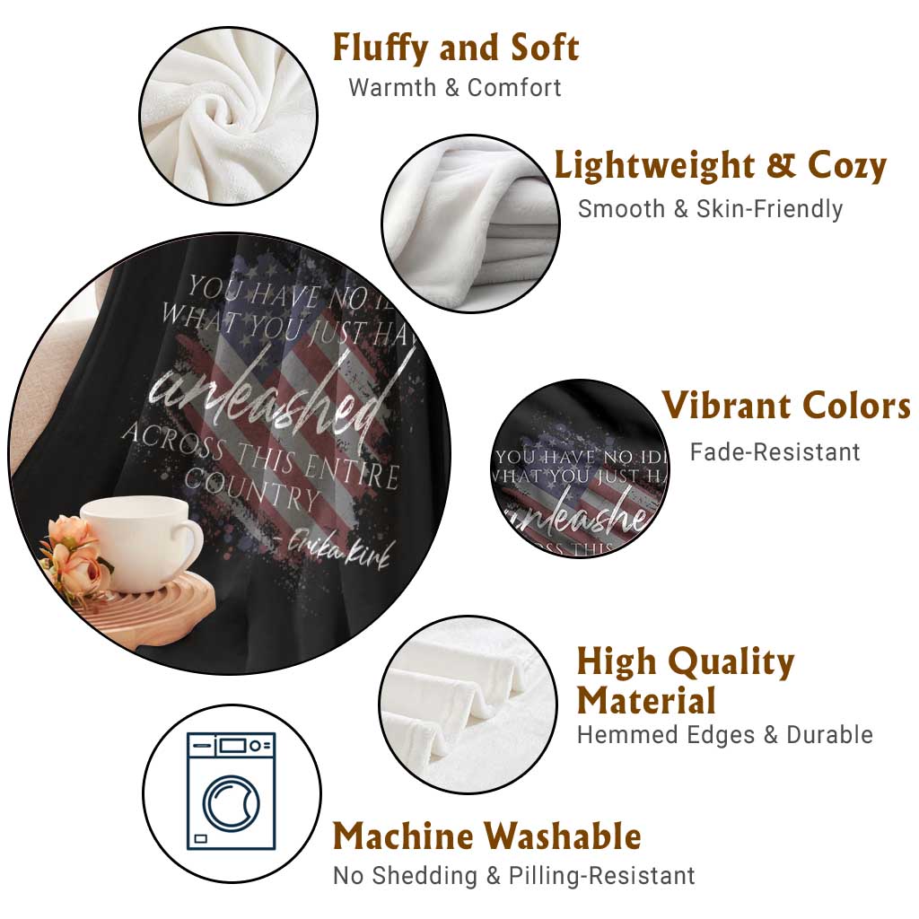 Charlie Kirk Memorial Throw Blanket Erika Kirk Quote Patriotism Faith Gods Merciful Love TS10 Print Your Wear