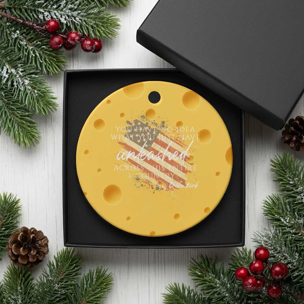 Charlie Kirk Memorial Ceramic Ornament Erika Kirk Quote Patriotism Faith Gods Merciful Love TS10 1pc Yellow Cheese Print Your Wear