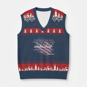 Charlie Kirk Memorial V-Neck Knit Sweater Vest Erika Kirk Quote Patriotism Faith Gods Merciful Love TS10 Navy Red Print Your Wear