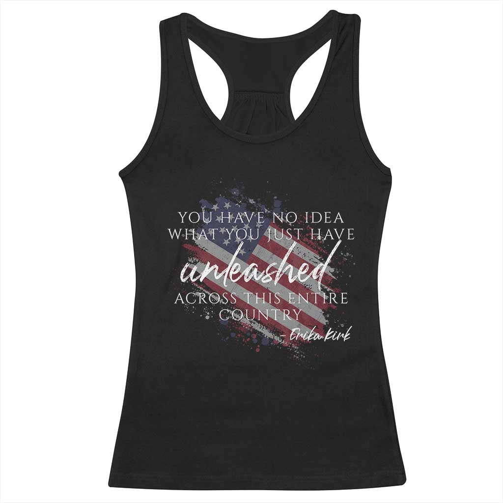 Charlie Kirk Memorial Racerback Tank Top Erika Kirk Quote Patriotism Faith Gods Merciful Love TS10 Black Print Your Wear