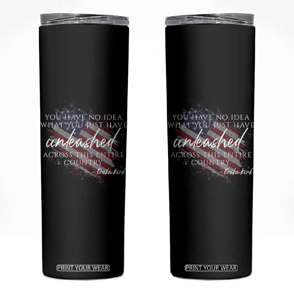 Charlie Kirk Memorial Skinny Tumbler Erika Kirk Quote Patriotism Faith Gods Merciful Love TS10 Black Print Your Wear