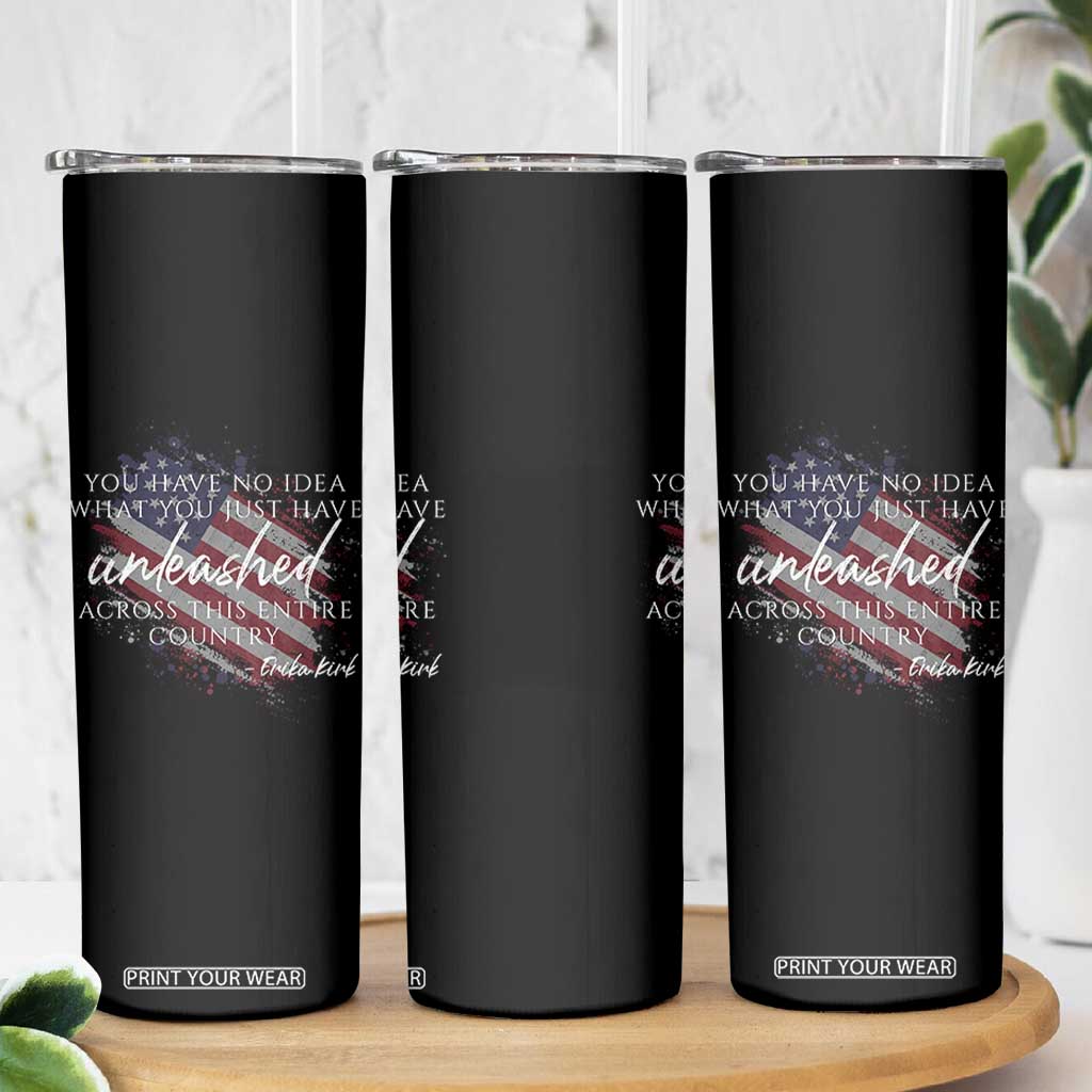 Charlie Kirk Memorial Skinny Tumbler Erika Kirk Quote Patriotism Faith Gods Merciful Love TS10 Print Your Wear